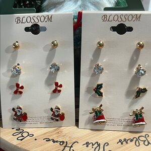 NEW Festive Kids Earrings Set - Gold, Red, Green